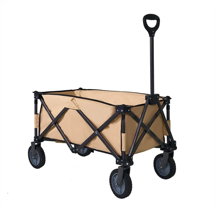Four Wheels Beach Folding Trolley Strong Steel Frame Wagon